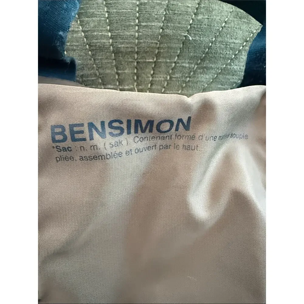 Bensimon Olive & Teal Nylon Commuter Laptop Zip Closure Travel Bag